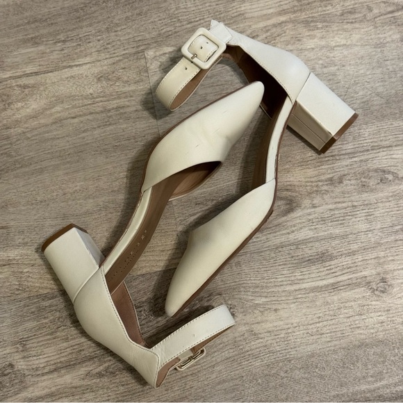 Kurt Geiger London Burlington Leather In Bone Block Heel Shoes 38.5 WORN ONCE - Picture 8 of 12